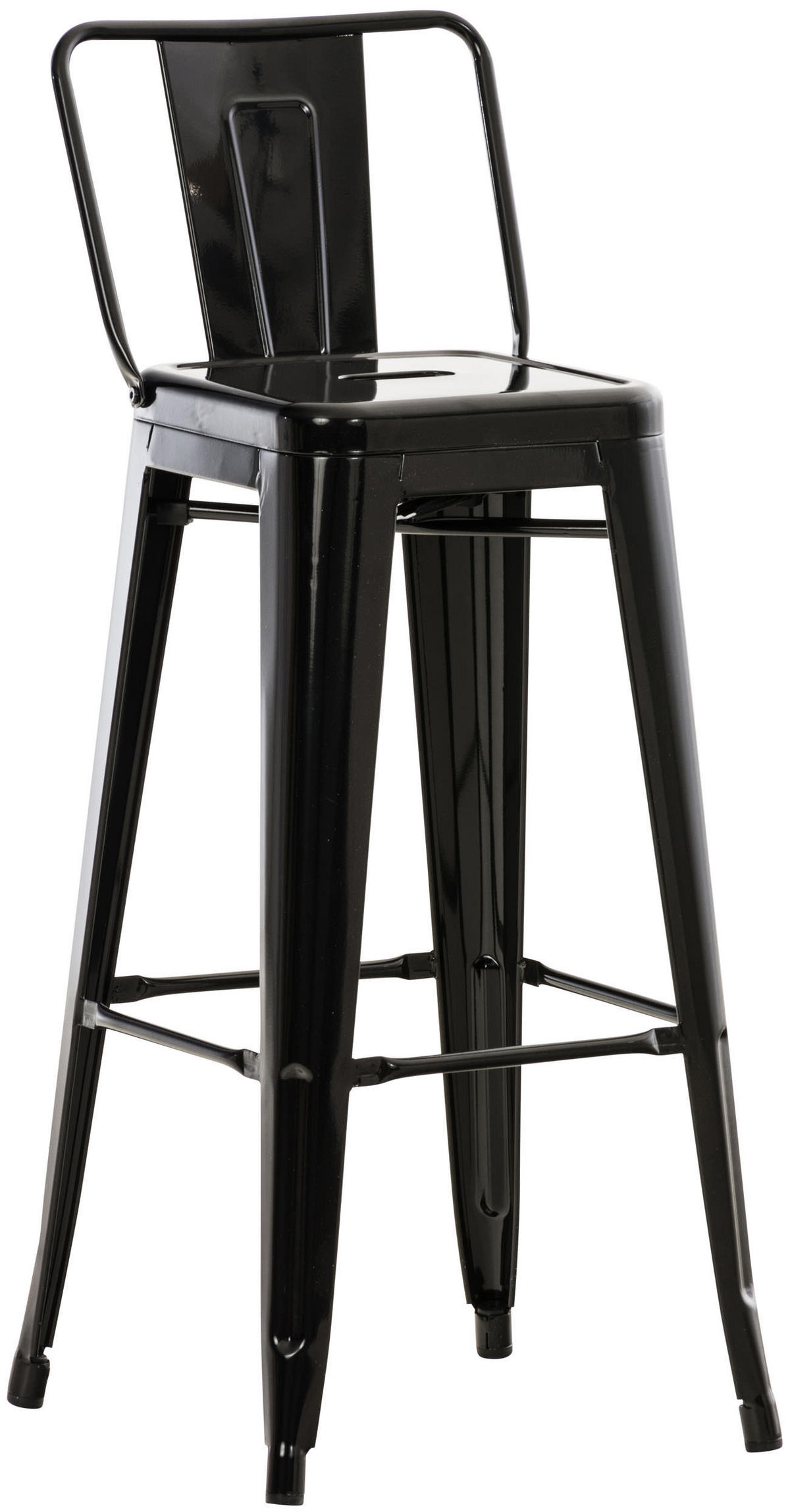BARHOCKER Metall schwarz - Eukalyptusholzfarben/Schwarz, Metall (44/96/43cm) - CLP