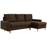 ECKSOFA Lang Velvet Braun - Braun, Holz/Textil (220/140cm) - MKS