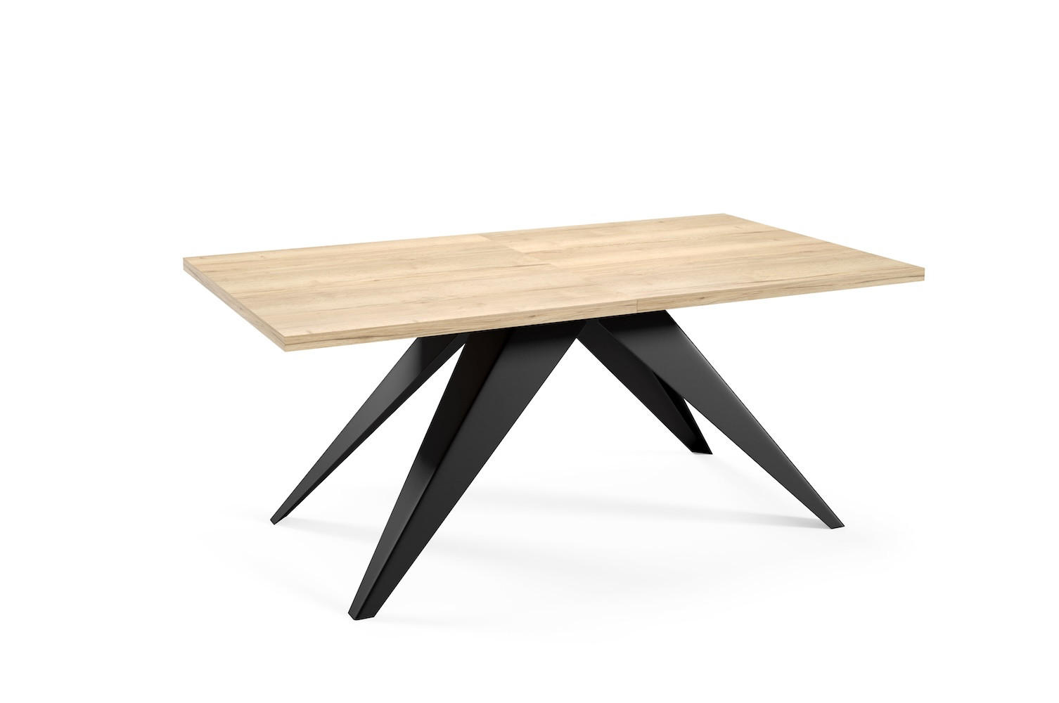ESSTISCH Vento Halifax Eiche Natur / Schwarz 160/260 / 90 / 76cm - Alteiche/Schwarz, Holz/Holzwerkstoff (160/90/76cm) - Feldmann-Wohnen