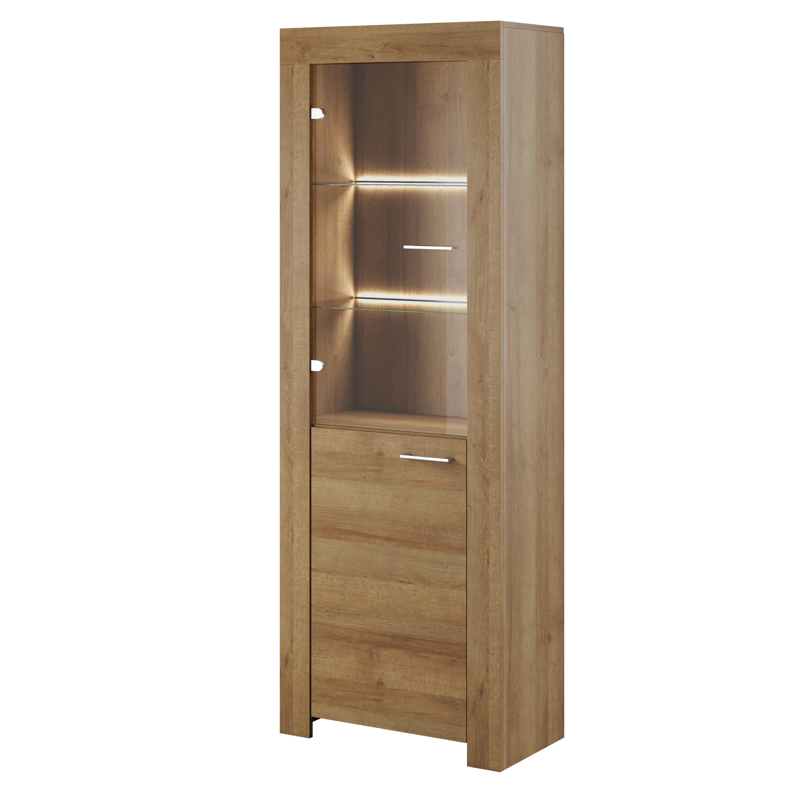 VITRINE in Eichefarben - Eichefarben, Holzwerkstoff (70/197/37cm) - MASSENO