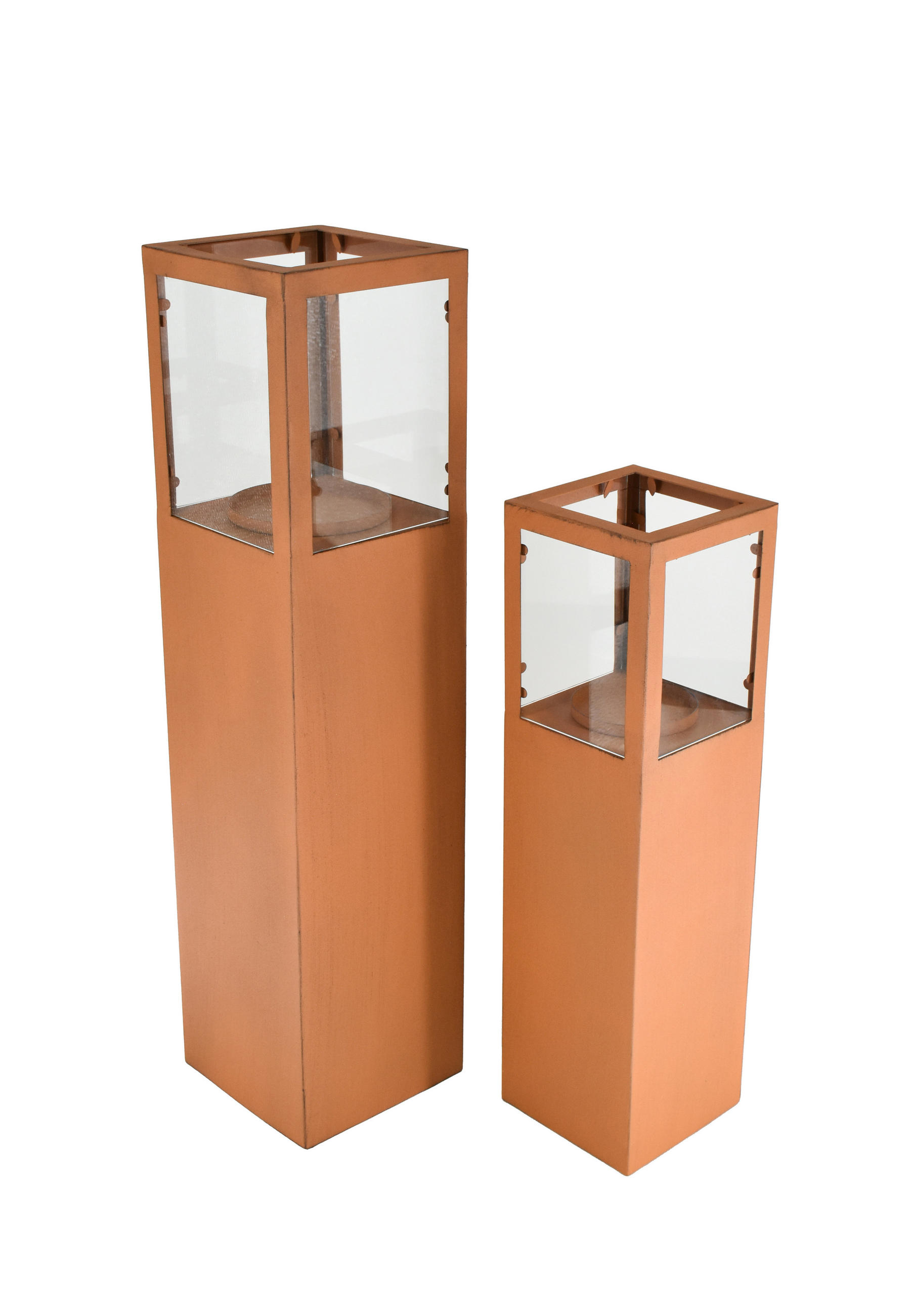 KERZENSTÄNDER Sofia 2er Set Metall Rostfarben 74x18x18cm - Rostfarben, Metall (18/74/18cm) - DELUKE