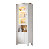 VITRINE weiß mit Glastür, verstellbaren Einlegeböden und App-gesteuerter LED-Beleuchtung 70 × 40 × 188 cm aus Spanplatte und Glas - Weiß, Holzwerkstoff (70/188/400cm) - Luhomfu