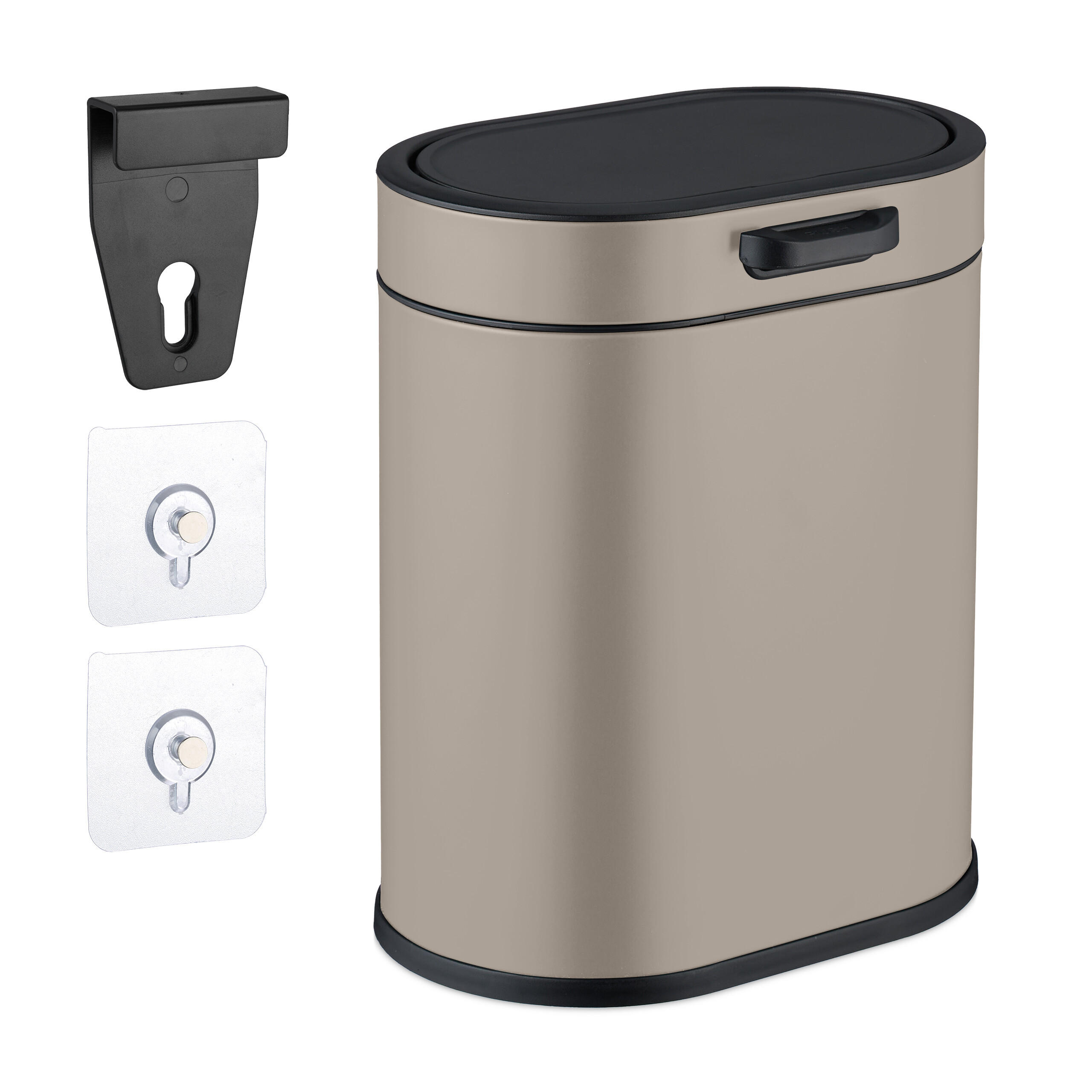 MÜLLEIMER - Beige, Kunststoff/Metall (24/29.5/19.5cm) - Relaxdays