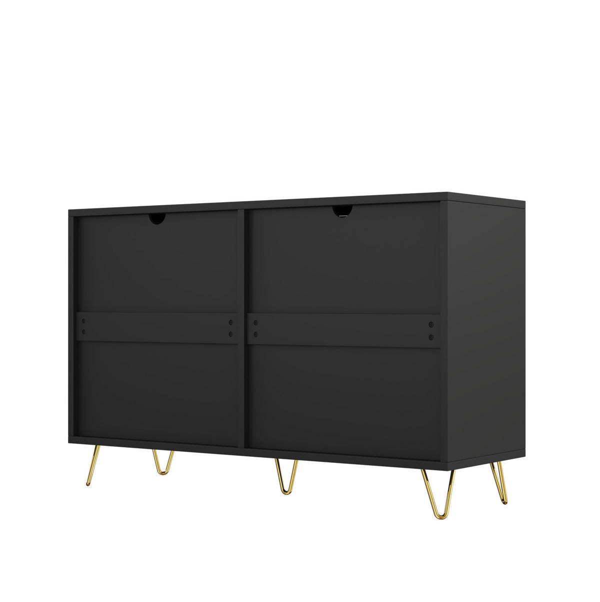 KOMMODE 120/40/77 cm mit 6 Schubladen und goldfarbenen Griffen - Schwarz, Holzwerkstoff (120/77/40cm) - BEAOK