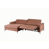 ECKSOFA LAISKA Braun Cord Relaxfunktion - Dunkelbraun/Schwarz, Textil/Metall (282/177cm) - KAWOLA