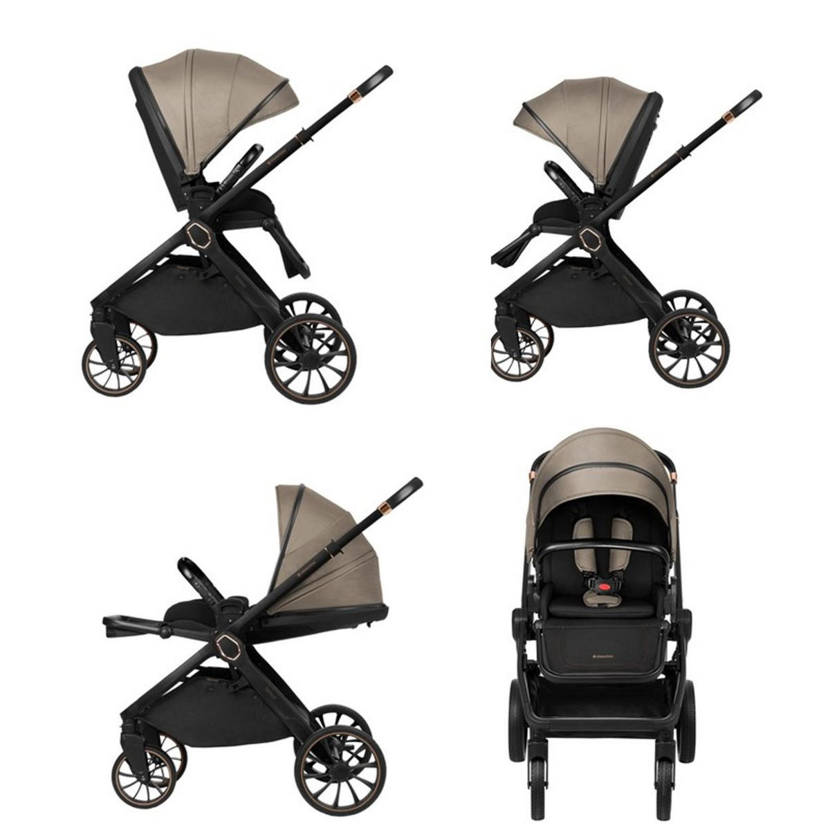 KINDERWAGEN Tiffany 2 in 1 hellbraun Babywanne, Sportsitz, Wickeltasche, PU-Räder - Braun, Metall (81/59/102cm) - Kikka boo