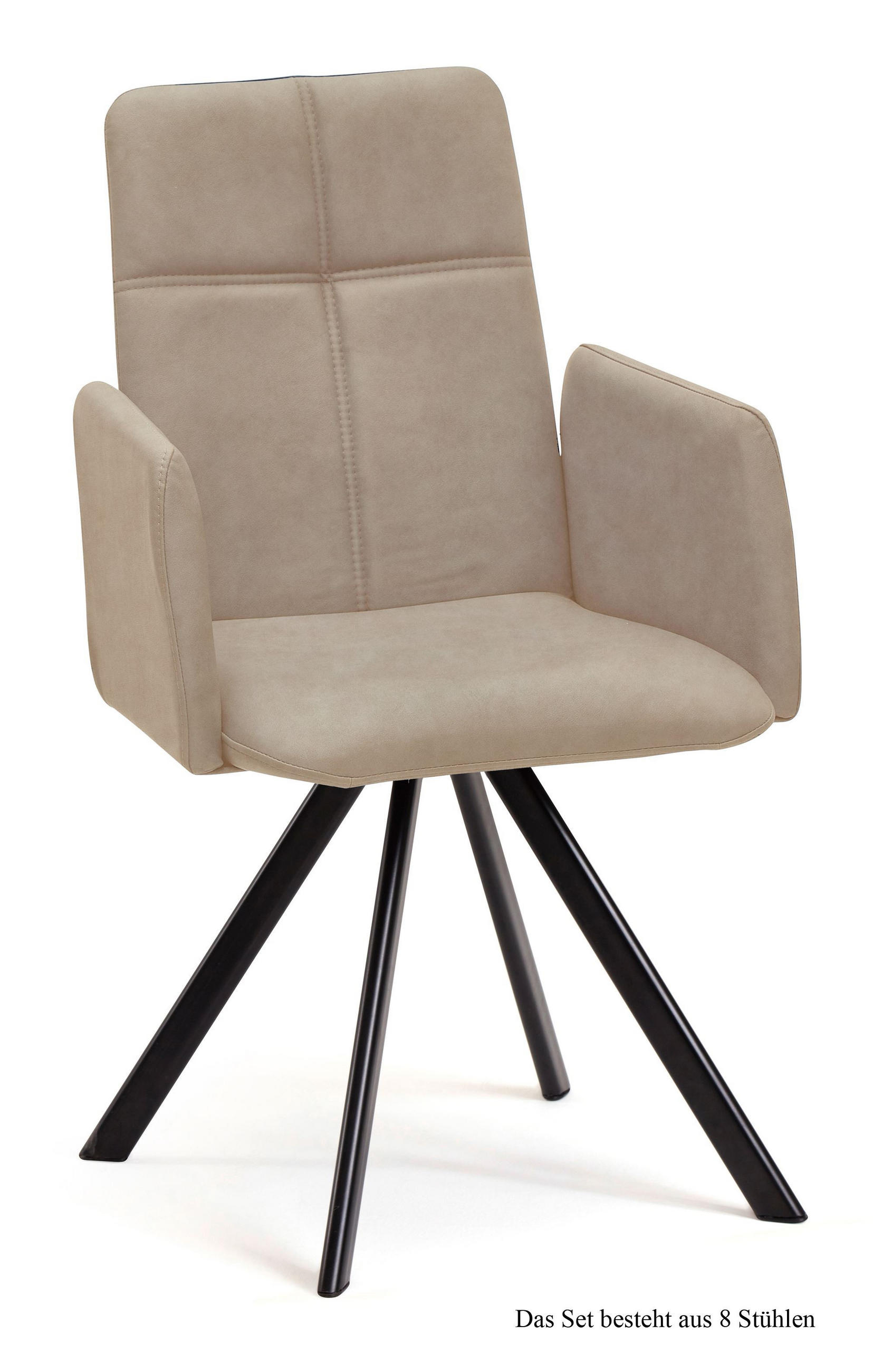 ARMLEHNSTUHL (8er-Set) Dawna 52x92x60 Schwarz/Natur - Schwarz/Naturfarben, Kunststoff (60/92/52cm) - 58aufmkessel