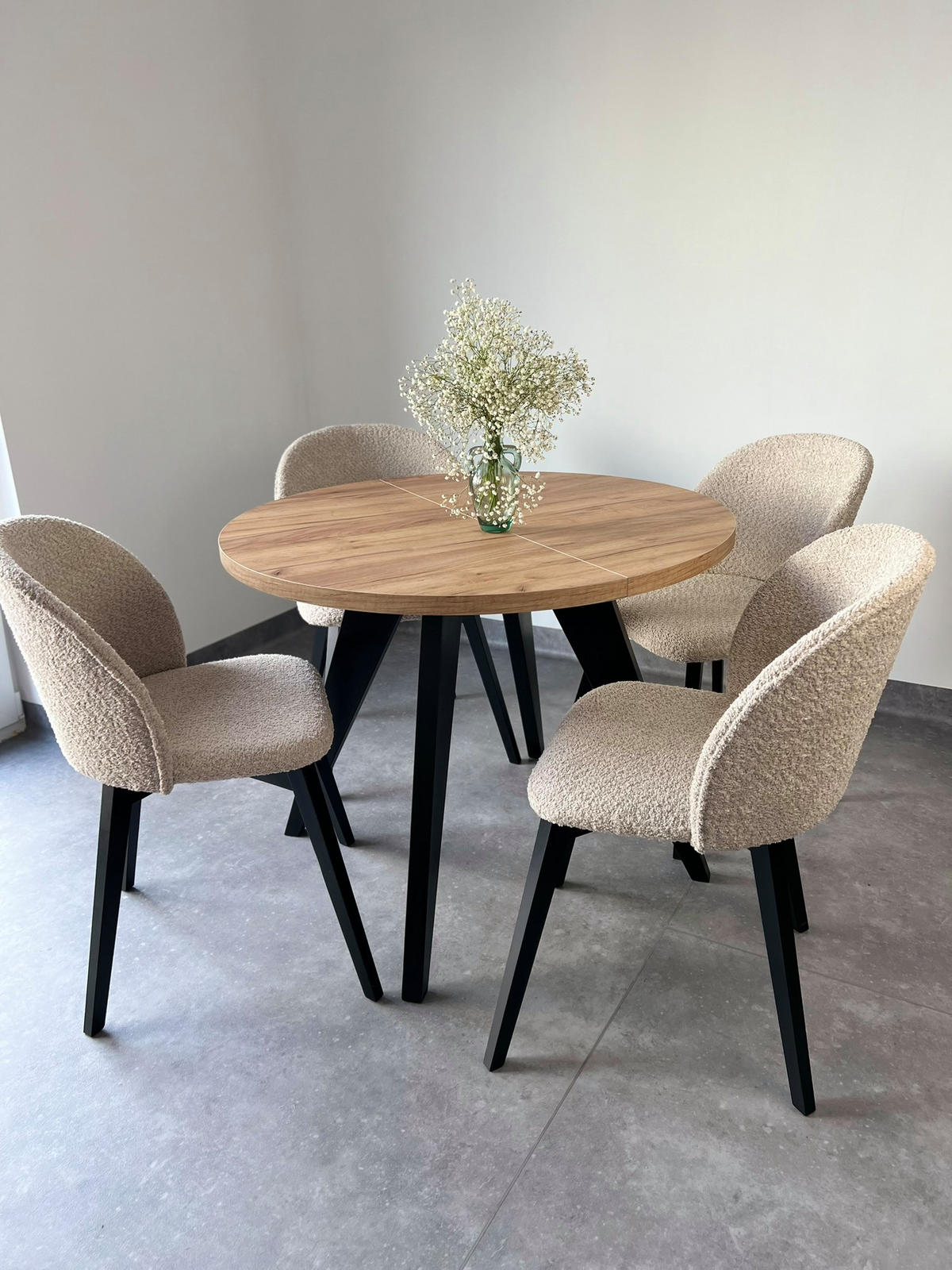 ESSTISCH LORA, Durchmesser: 110 / 210 cm Weiß - Weiß, Holz (110/210/76cm) - Dekori_Interiors