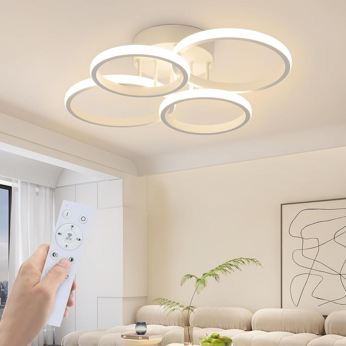 LED-DECKENLEUCHTE Xalvor 41.5/52.5/11.8 cm - Weiß, Metall (52.5/41.5/11.8cm) - ZMH