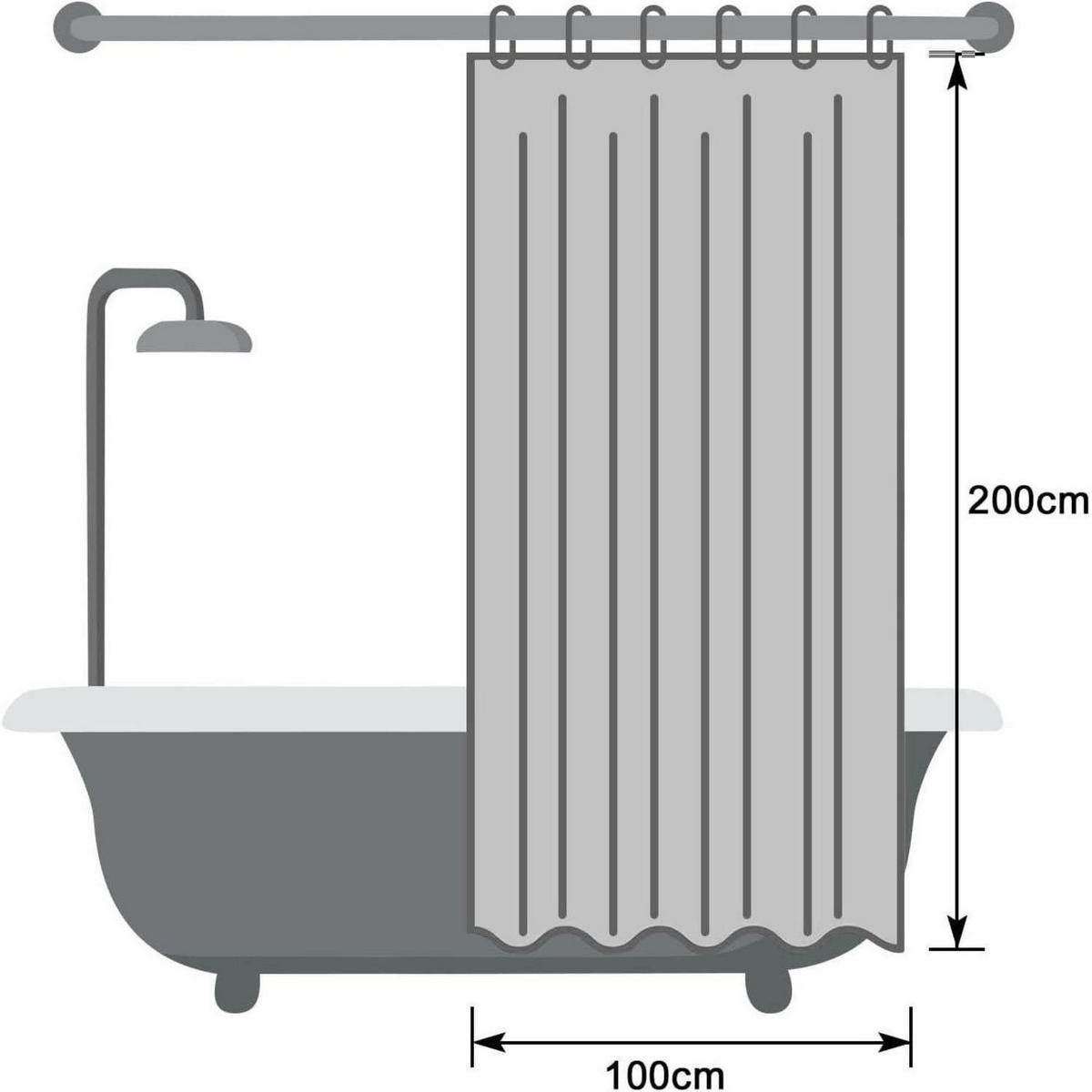DUSCHVORHANG Grau 100 x 200 cm Wasserdicht Polyester - Grau, Textil (100/200cm)