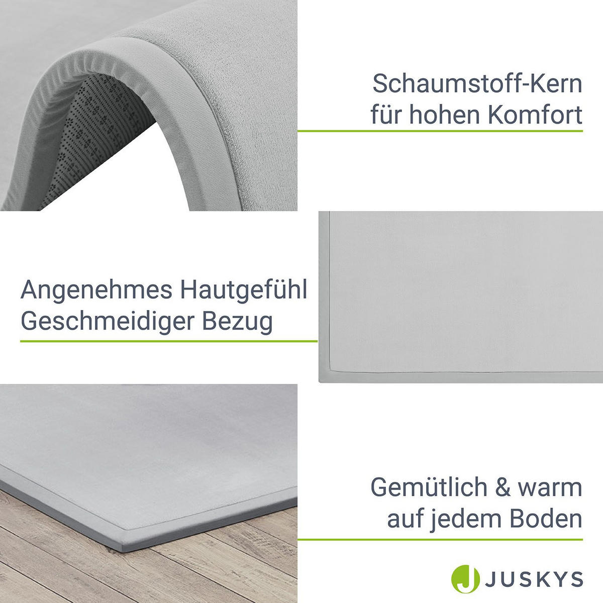 SPIELMATTE Maila grau 200 x 150 cm - Grau, Textil (150/2/200cm) - Juskys