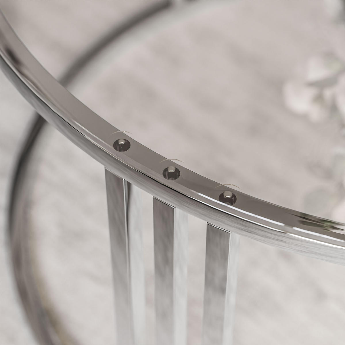 COUCHTISCH 2 in 1 LORI GLASS verchromt silber - Transparent/Silberfarben, Glas (70/70/48cm) - Lookway