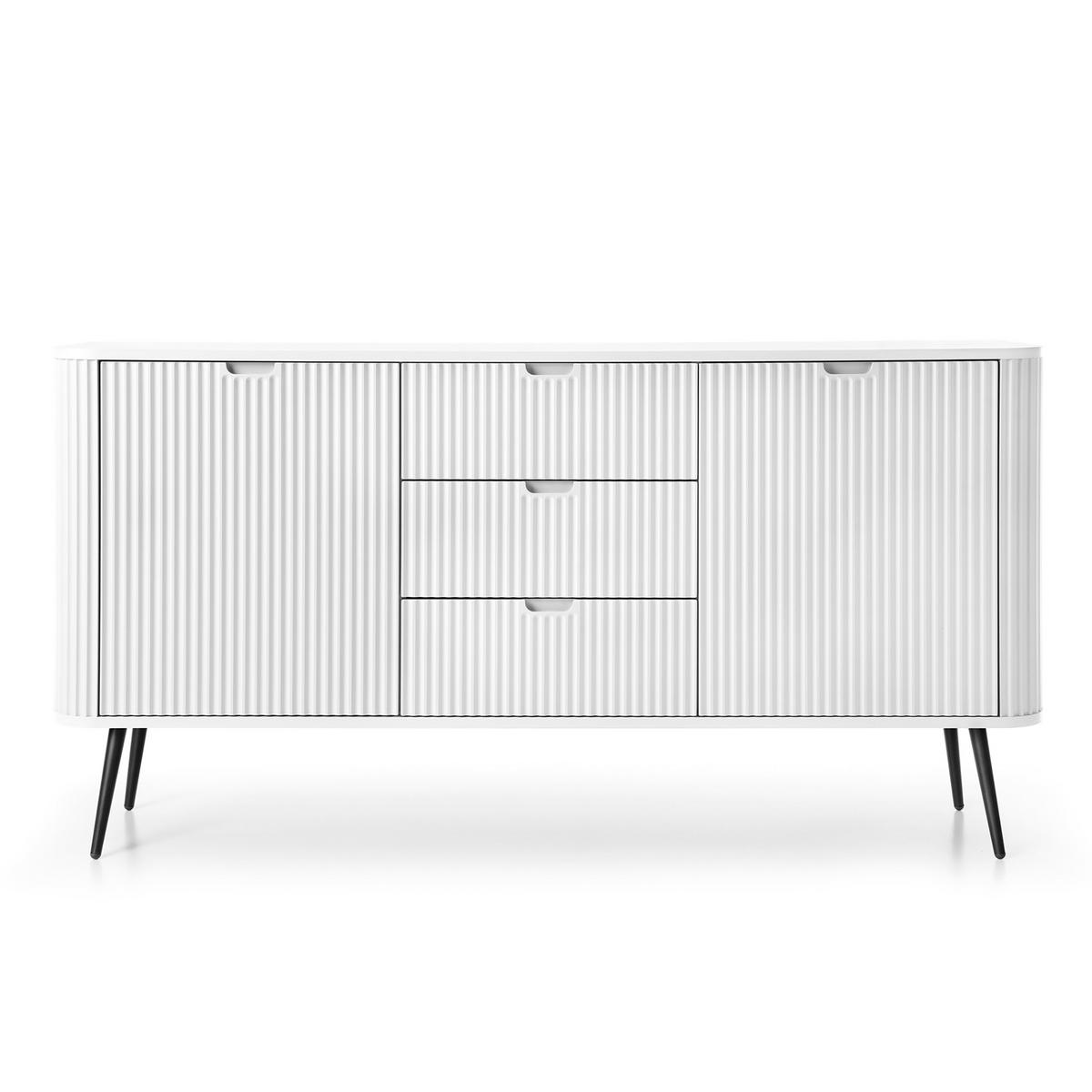 SIDEBOARD ZENZERO 168/87/39 cm mit 3 Schubladen 2 Türen Weiß - Weiß, Holzwerkstoff (168/87/39cm) - MASSENO