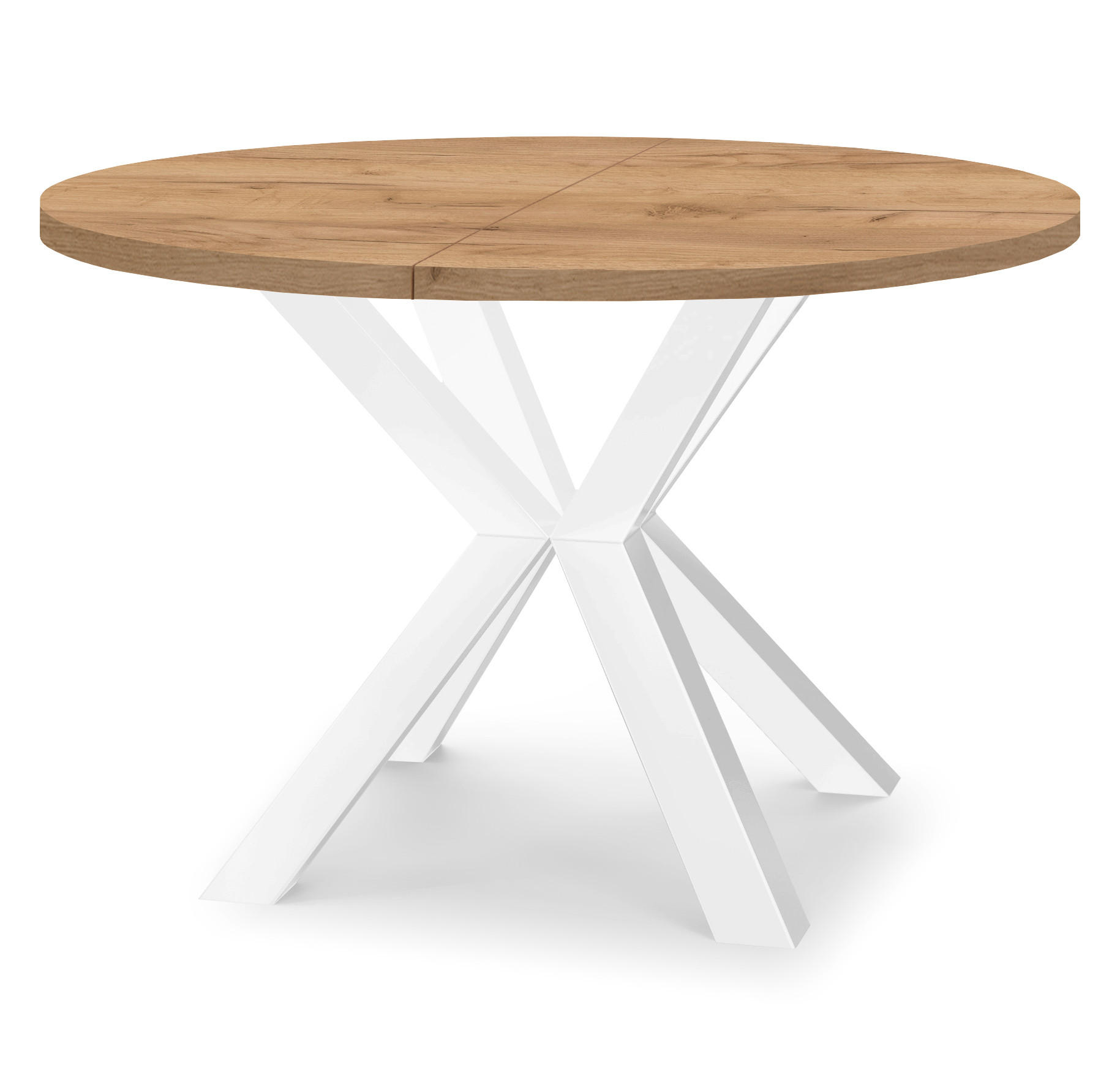 ESSTISCH RAL mit Holzbeinen, Durchmesser: 90 / 140 cm Eiche Craft Golden / Weiß - Eichefarben/Weiß, Holz (90/140/77cm) - Dekori_Interiors