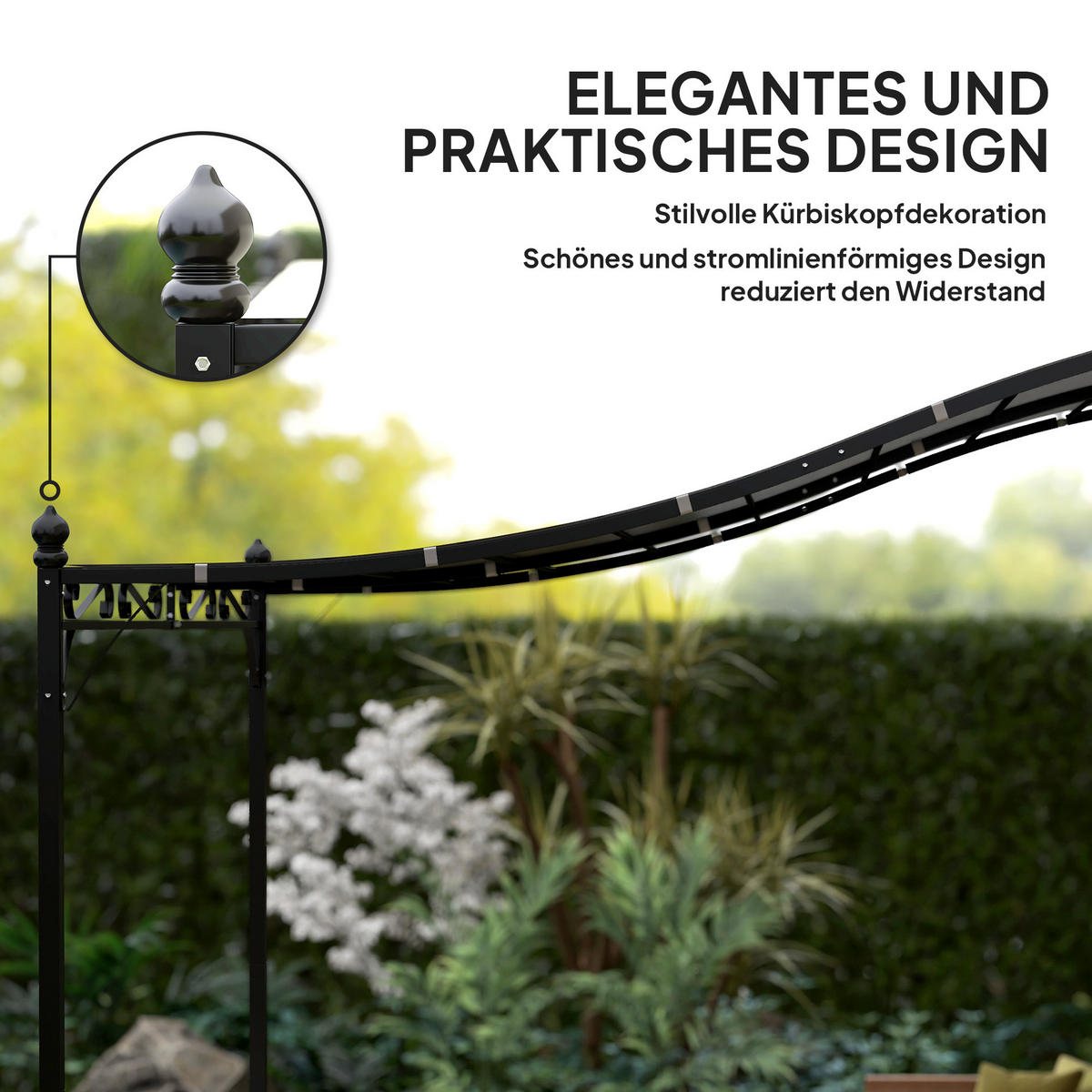 ANBAUPAVILLON Pergola mit Dach - Dunkelgrau, Metall (298/250/248cm) - Outsunny