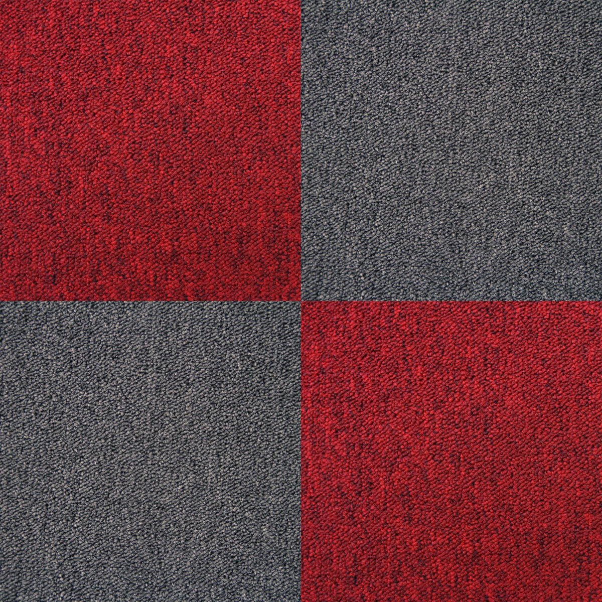 TEPPICHFLIESEN 50 x 50cm Fieberrot & Kohle-Schwarz 10m² - Dunkelrot, Textil (50/50/1cm) - Monstershop
