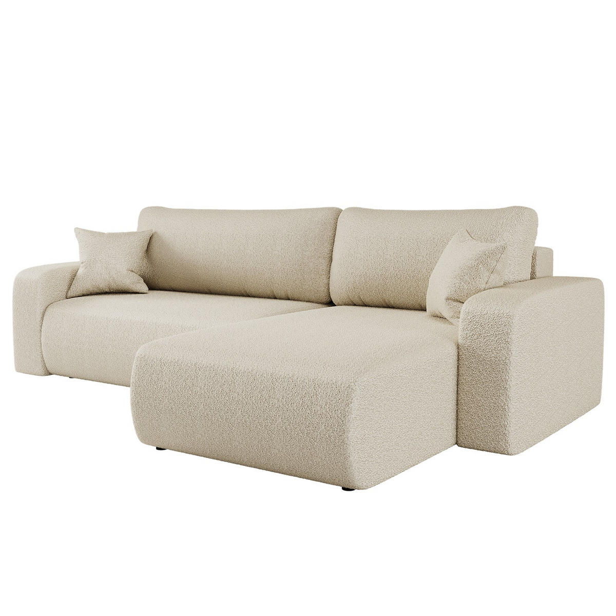 SCHLAFSOFA MILANO XL Und Bettkasten Stoff Quelle Ecru Rechts - Ecru, Holz (274/82/145cm) - Kaiser Möbel
