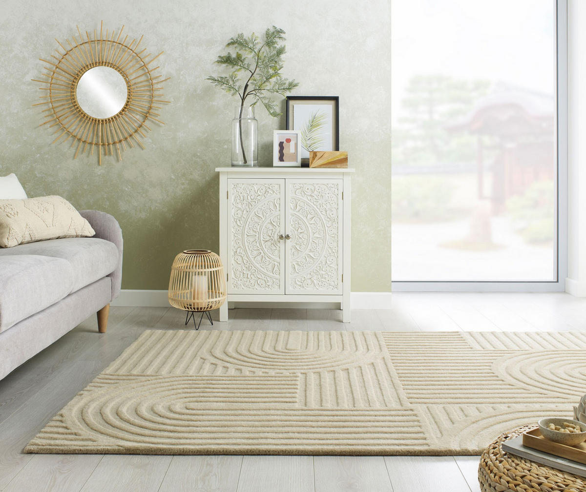 WOLLTEPPICH Pastell-Design, handgetuftet LEVEN BLAKE, Beige 200x290 cm - Beige, Textil (200/290cm) - KADIMA DESIGN