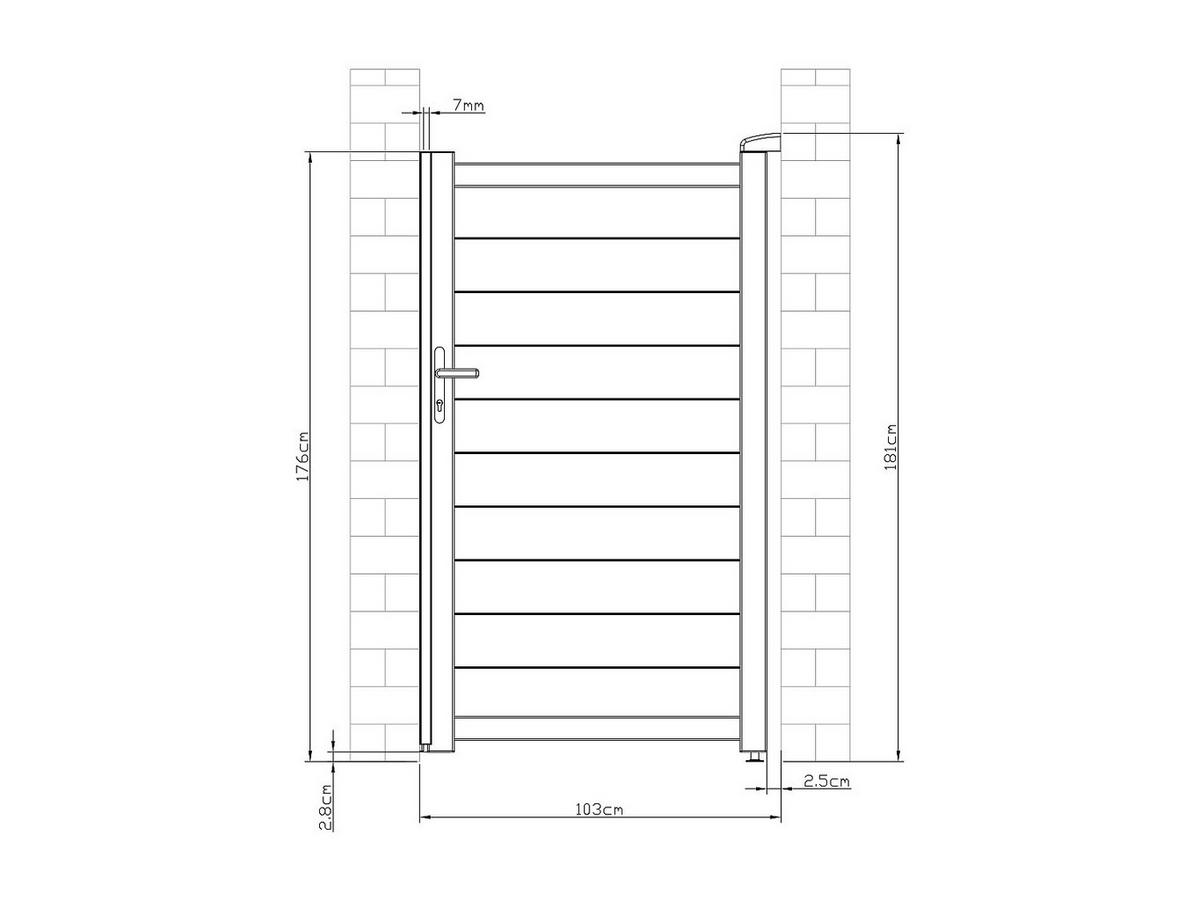 EINGANGSTOR - 100cm x 4.6cm - Aluminium - anthrazitgrau - NAZARIO - Anthrazit, Metall (100/176cm) - Vente-Unique