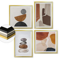 WANDBILDER 4er Set - 50x50 cm & 40x60 cm Goldrahmen - Abstrakte Malerei Dekorationen - Goldfarben, Kunststoff (50/50cm) - ArtPrintCave