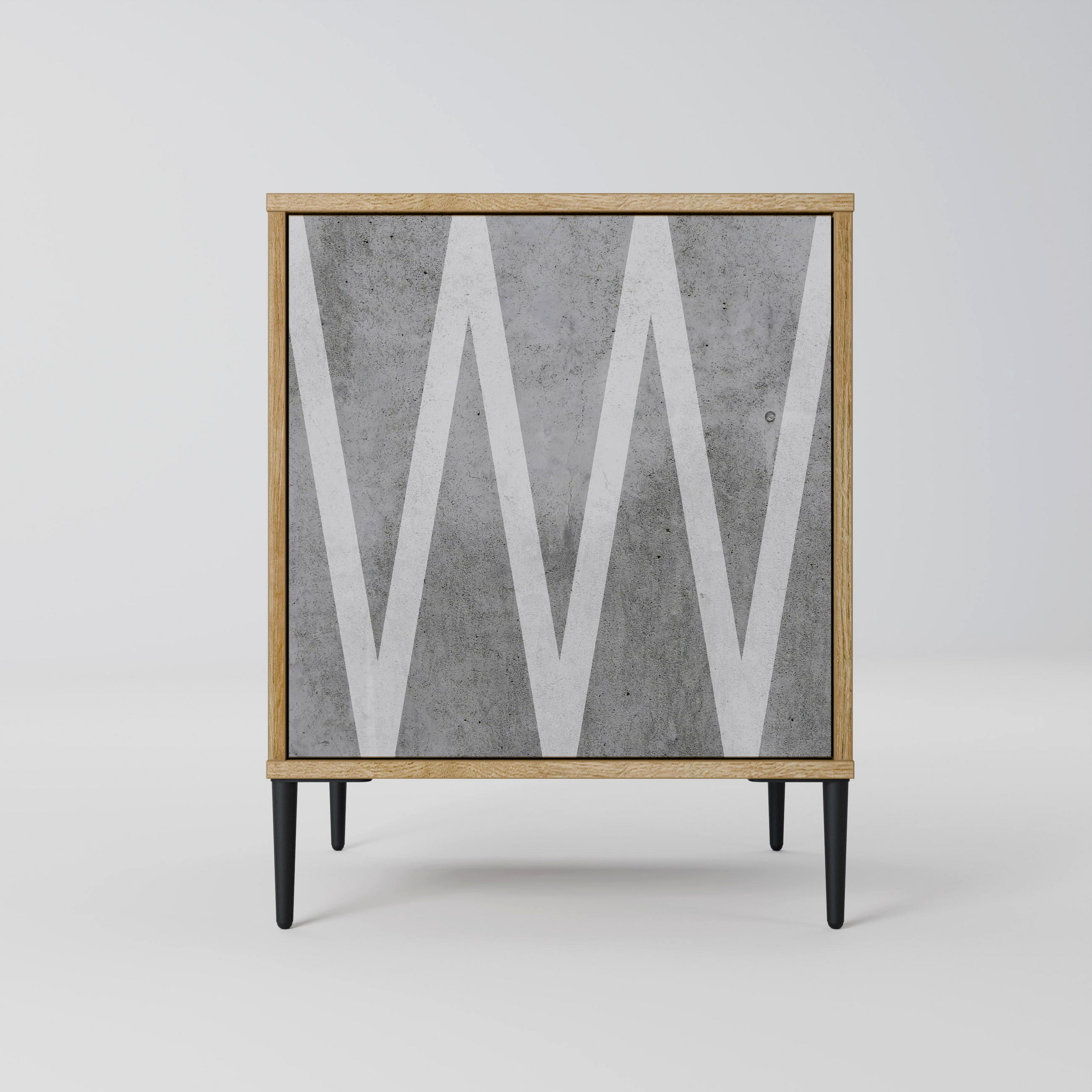 SIDEBOARD SOLID ZIG ZAG, Eichefarben, 57,5x42x72,5 cm, Schwarze Metallfüße - Eichefarben/Multicolor, Holzwerkstoff/Metall (57.5/72.5/42cm) - SpaceRebels