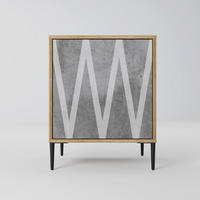 SIDEBOARD SOLID ZIG ZAG, Eichefarben, 57,5x42x72,5 cm, Schwarze Metallfüße - Eichefarben/Multicolor, Holzwerkstoff/Metall (57.5/72.5/42cm) - SpaceRebels