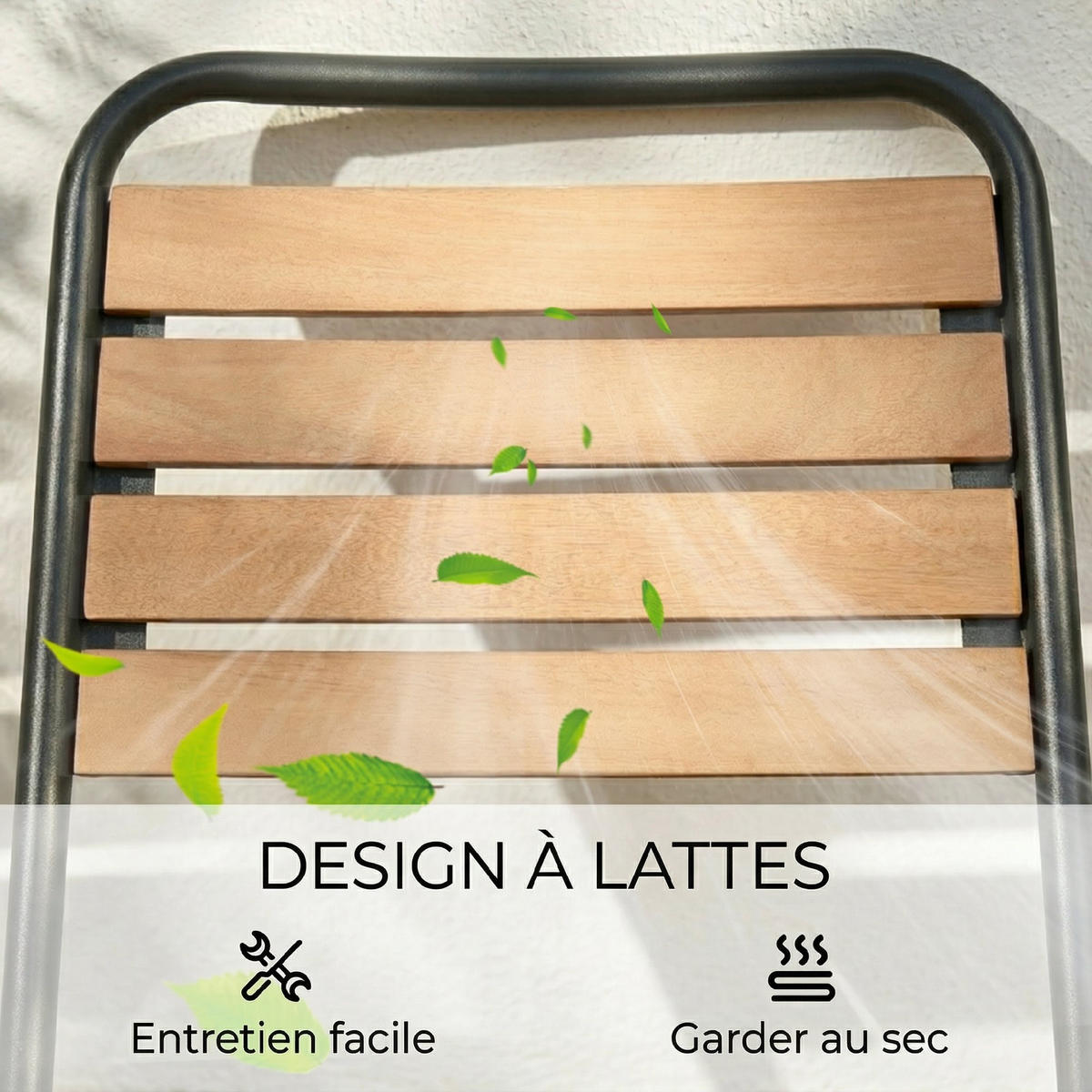 GARTENSTÜHLE 2er-Set DE-13361 Massivholz-Lattenrost Natur - Naturfarben, Metall (47/81/61cm) - ComfortXL