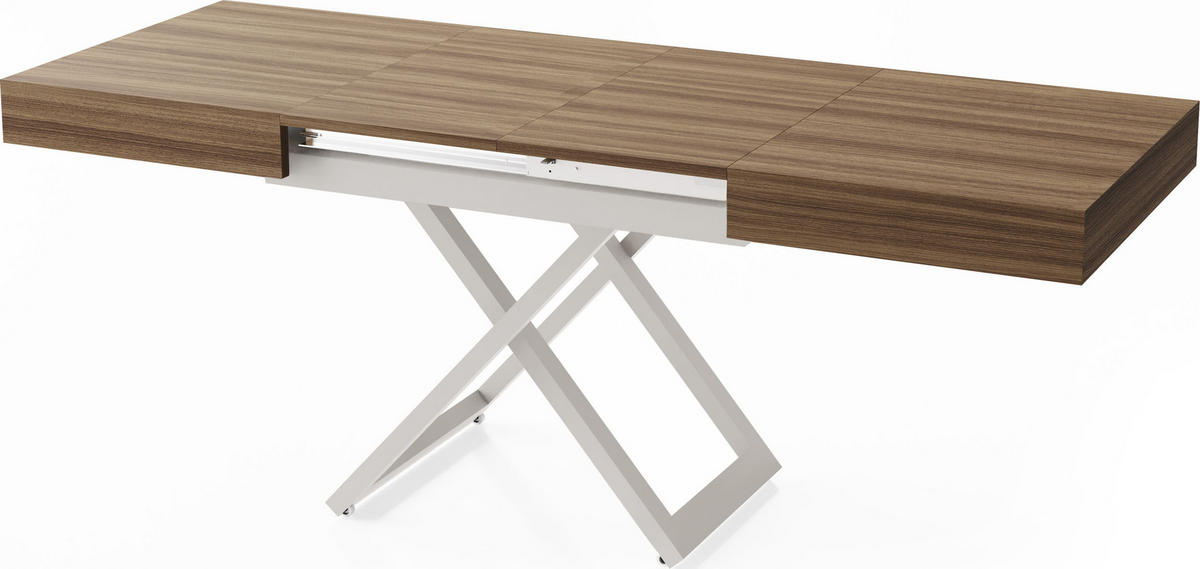 COUCHTISCH Cavetta U höhenverstellbar ausziehbar, Walnuss Braun 120-200/80/27-76 cm - Kaschmir/Walnussfarben, Holzwerkstoff/Metall (80/120/76cm) - WFL GROUP