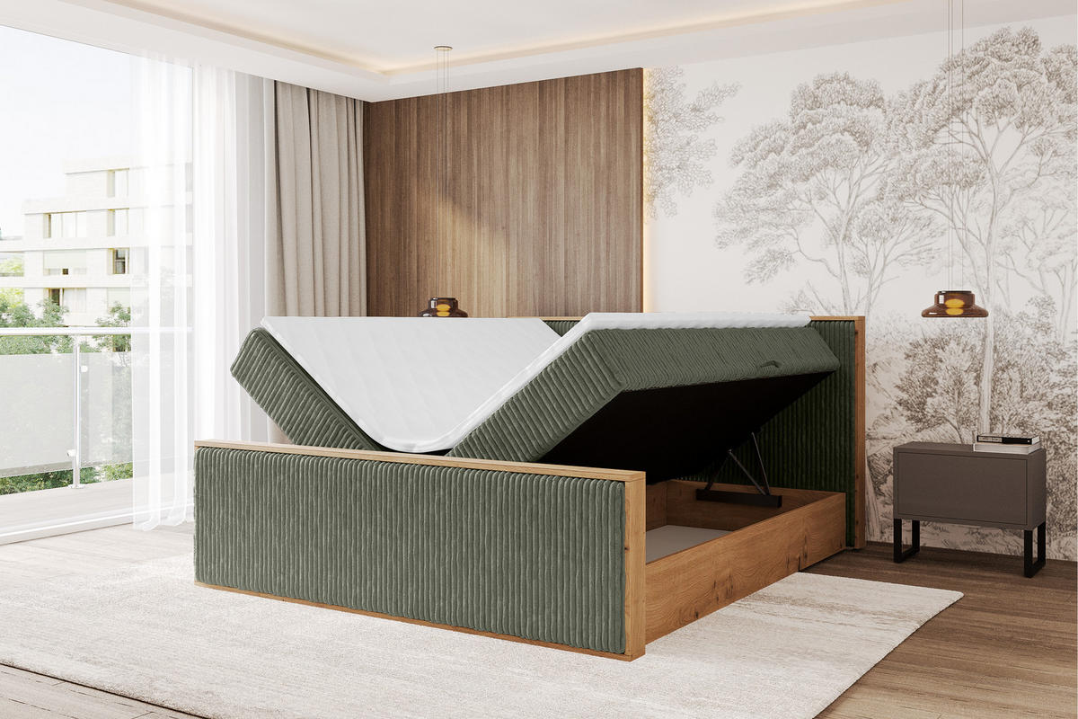 BOXBETT LOLLI9 -Z 160x200 - H3 Olivgrün - Olivgrün, Holzwerkstoff (160/200cm) - ALTDECOR