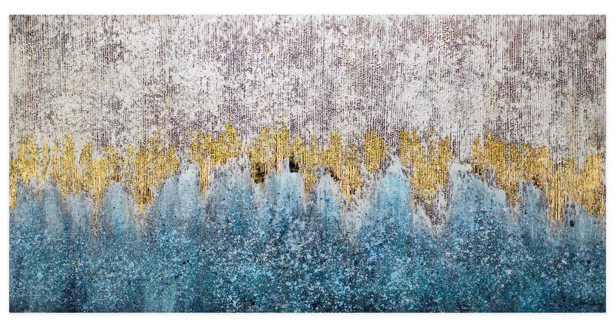 OLEJOMALBA 140/70 cm, Příroda a krajina - šedá/modrá, dřevo/textil (140/70cm) - KUNSTLOFT
