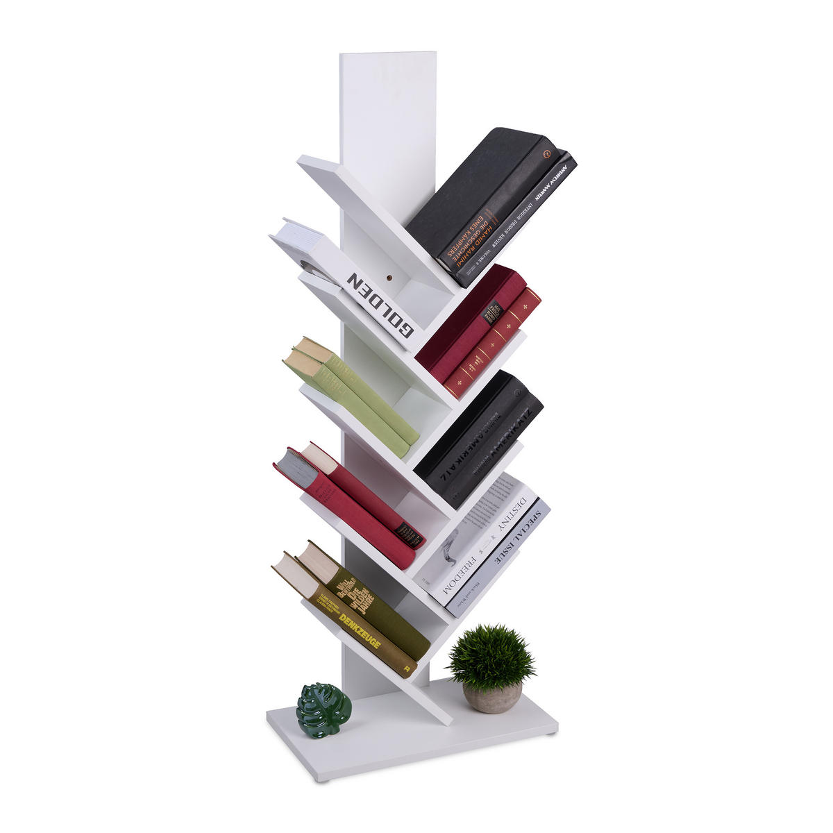 BÜCHERREGAL - Weiß, Holzwerkstoff/Kunststoff (40/102/21.5cm) - Relaxdays