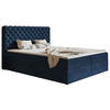 BOXBETT Bonio VIII 120/200 cm in Blau – mit Bettkasten und Topper - Blau/Schwarz, Holz/Holzwerkstoff (120/200cm) - AX Living