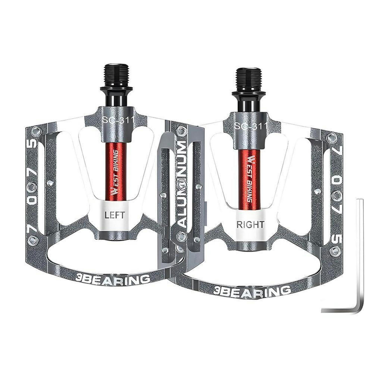FAHRRADPEDALE Aluminium 9/16 Zoll Set Silber - Silberfarben, Metall (10/1.7/12cm)