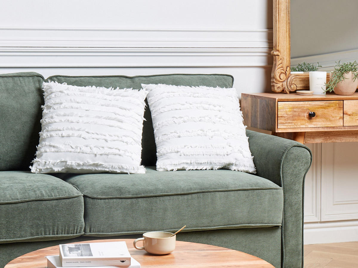 DEKOKISSEN 2er-Set Weiß 45/45 cm Makneh - Weiß, Naturmaterialien (45/45cm) - Beliani