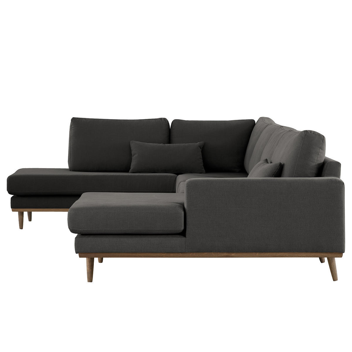 WOHNLANDSCHAFT mit Longchair - Eichefarben/Anthrazit, Naturmaterialien/Eichenholz (371/81/219cm) - home24