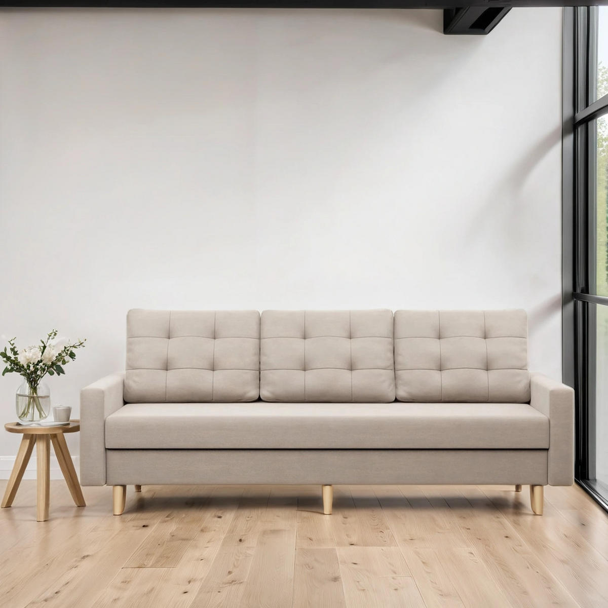 SOFA Blank beige 212/92/92 - Beige, Textil (212/92/92cm) - SIMKAM Furniture