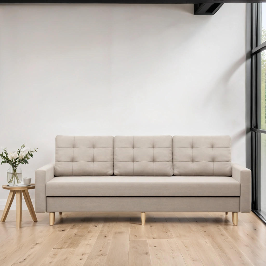 Thumbnail - Simkam Furniture Sofa, Beige, Textil, 212x92x92 cm, Wohnzimmer, Sofas & Couches, Schlafsofas