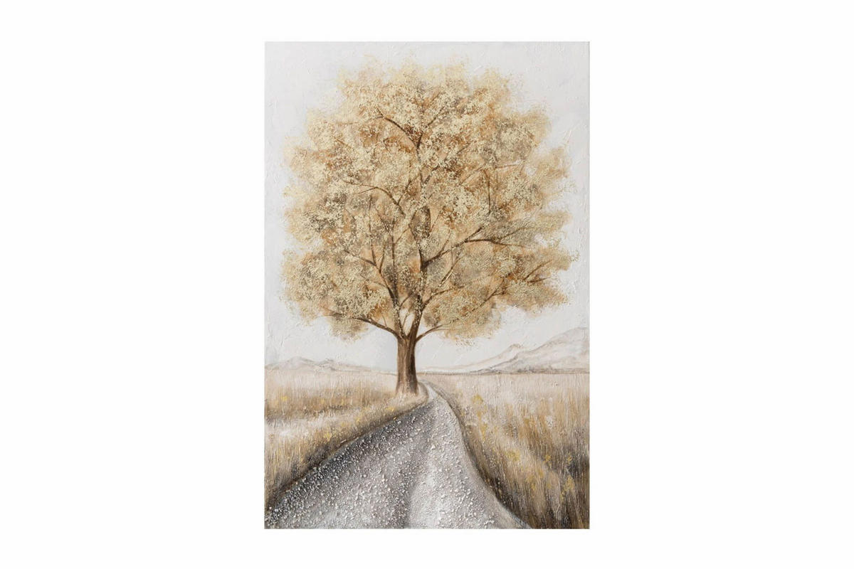 ACRYLBILD HANDGEMALT 60/90 cm - Beige/Grau, Holz/Textil (1.4/90cm) - KUNSTLOFT