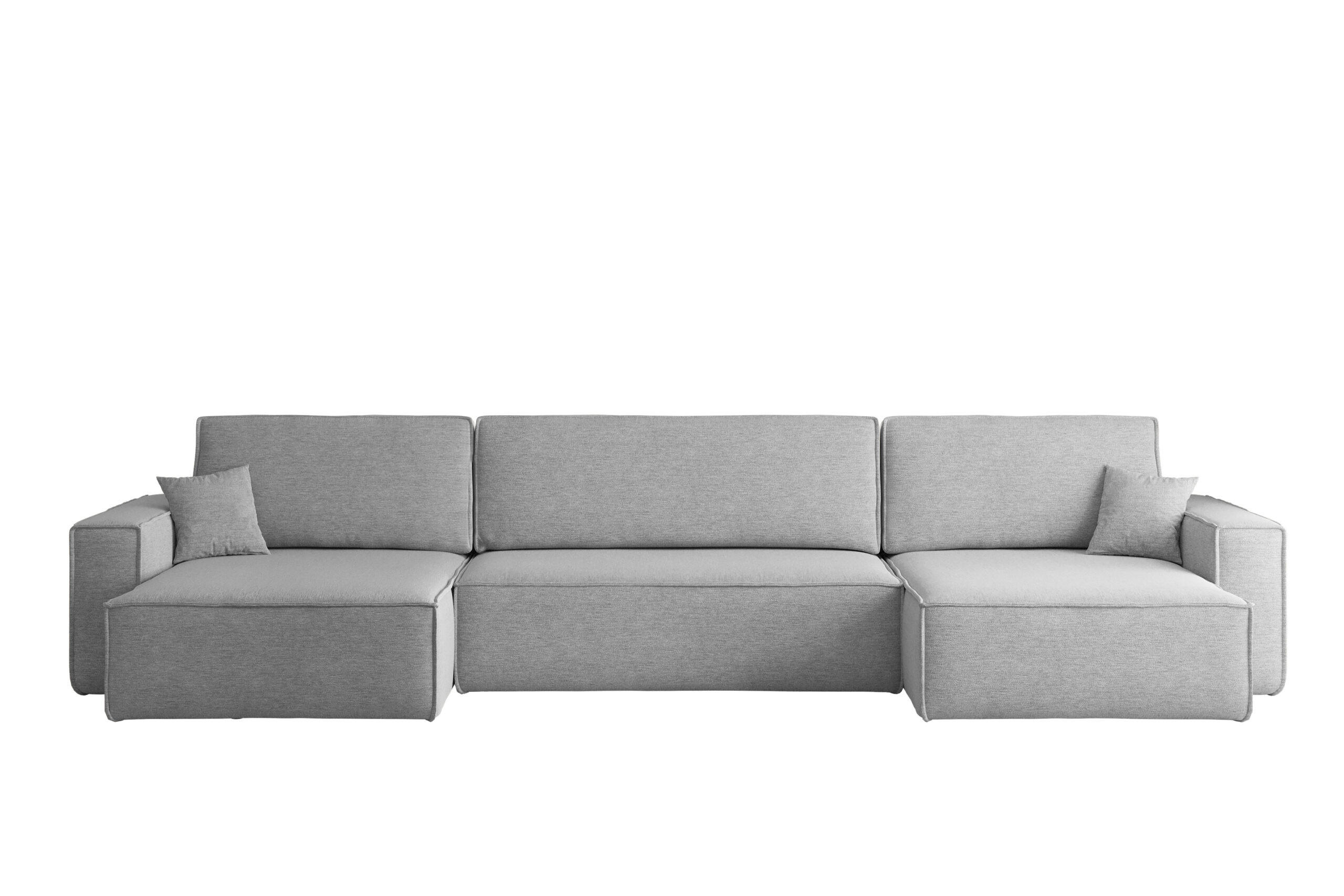 ECKSOFA Mit Schlaffunktion Und Bettkasten, Eckcouch BEST U XL Stoff Verita Grau - Grau, Holz (142/372cm) - Kaiser Möbel