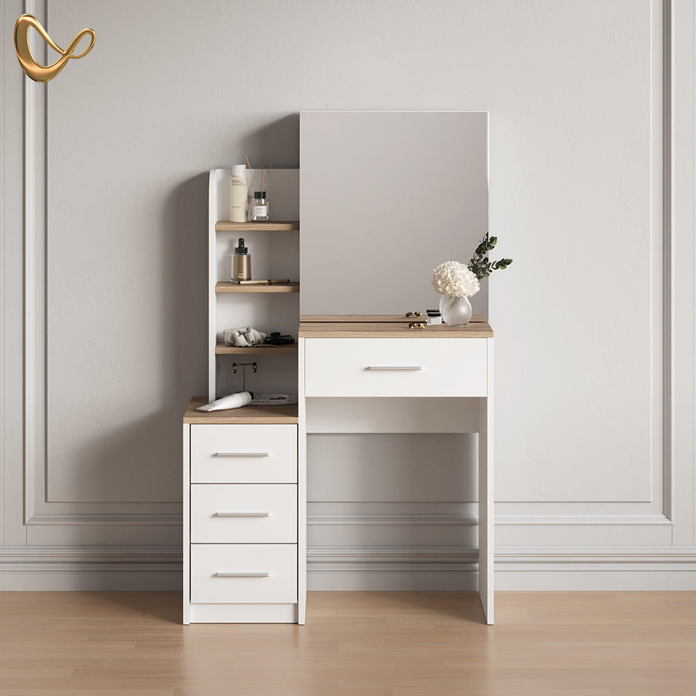 SCHMINKTISCH Loreta Weiß/Sonoma 80 cm - Weiß/Sonoma Eiche, Holzwerkstoff (80/131.6/36cm) - Livinity®