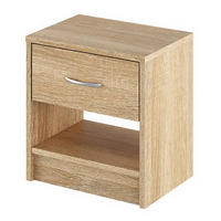 NACHTKOMMODE - Eichefarben/Silberfarben, Holzwerkstoff/Metall (39/41/28cm) - home24