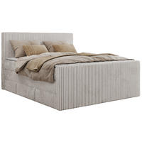 BOXSPRINGBETT TILIANO KING DUO 160/200 - Hellgrau Cord - H3 - Hellgrau, Textil (160/200cm) - MKS