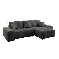 ECKSOFA Ottomane rechts ENIL-L 297x189x68 Dunkelgrau Velours - Anthrazit, Holzwerkstoff/Kunststoff (189/297cm) - ALTDECOR