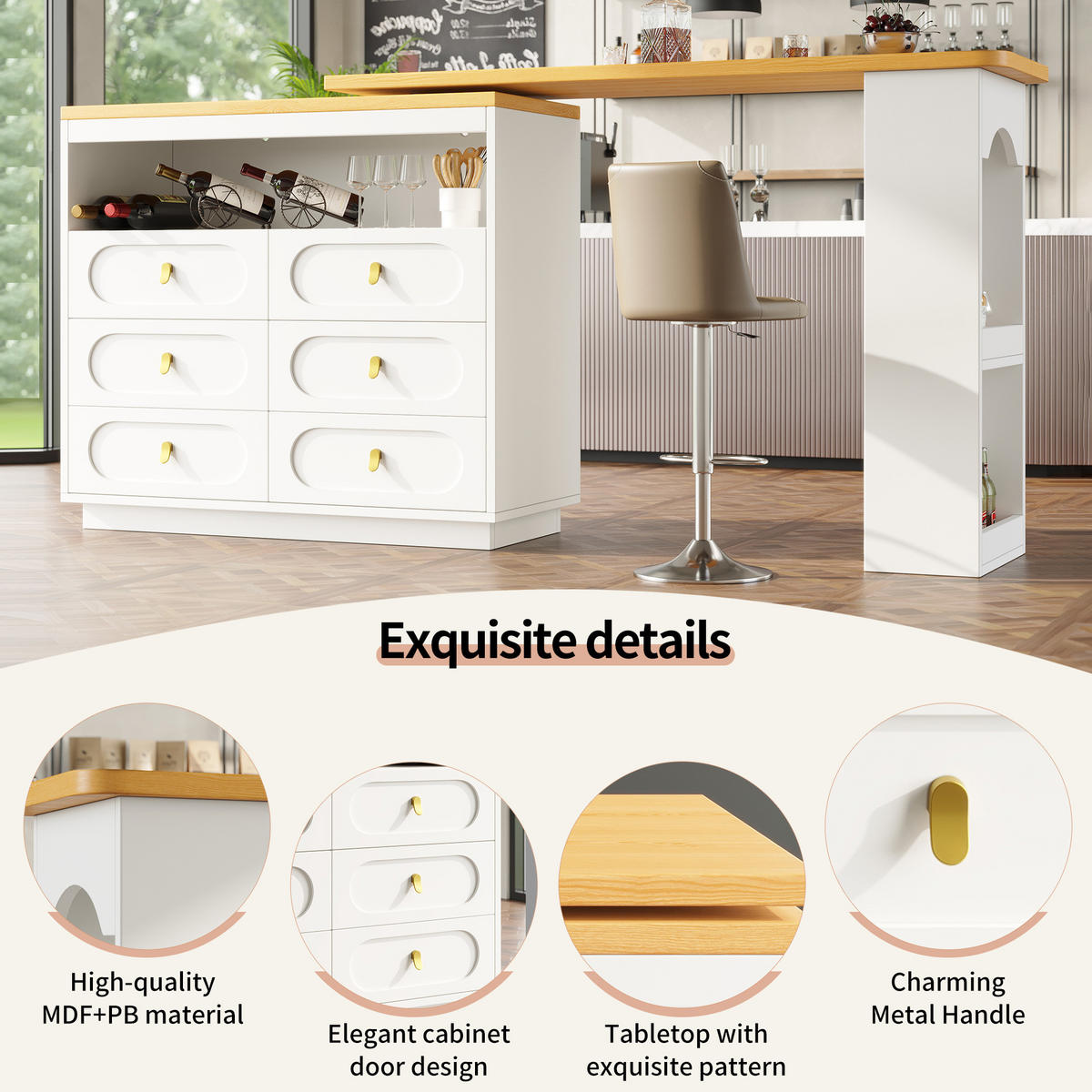 BARTISCH 360° Drehbar 138-203cm Ausziehbar Stauraum Weiß - Weiß, Holzwerkstoff (39/137/90cm) - FLIEKS