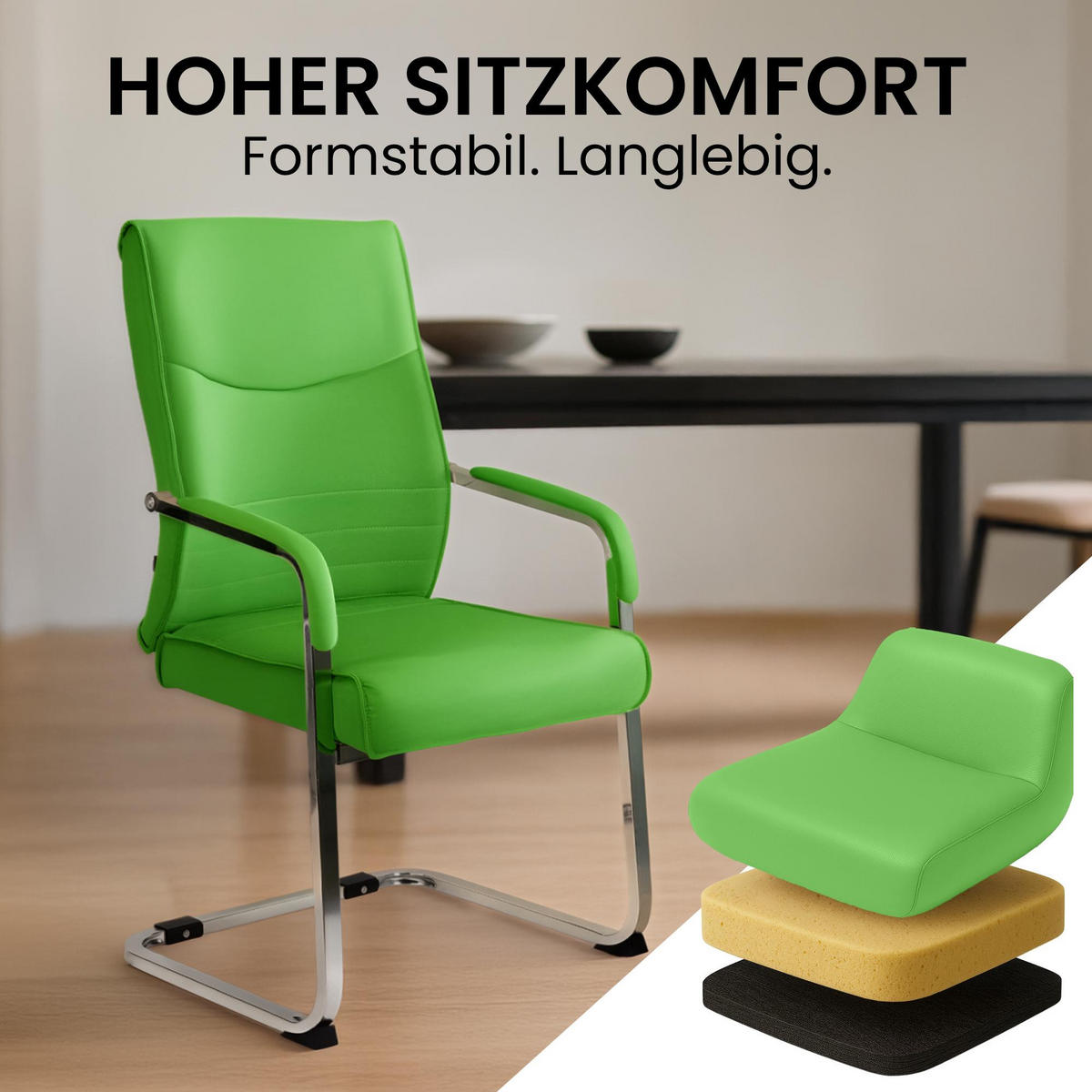 SCHWINGSTUHL 2er Set Lederlook Grün - Grün, Textil/Metall (55/88/60cm) - CLP