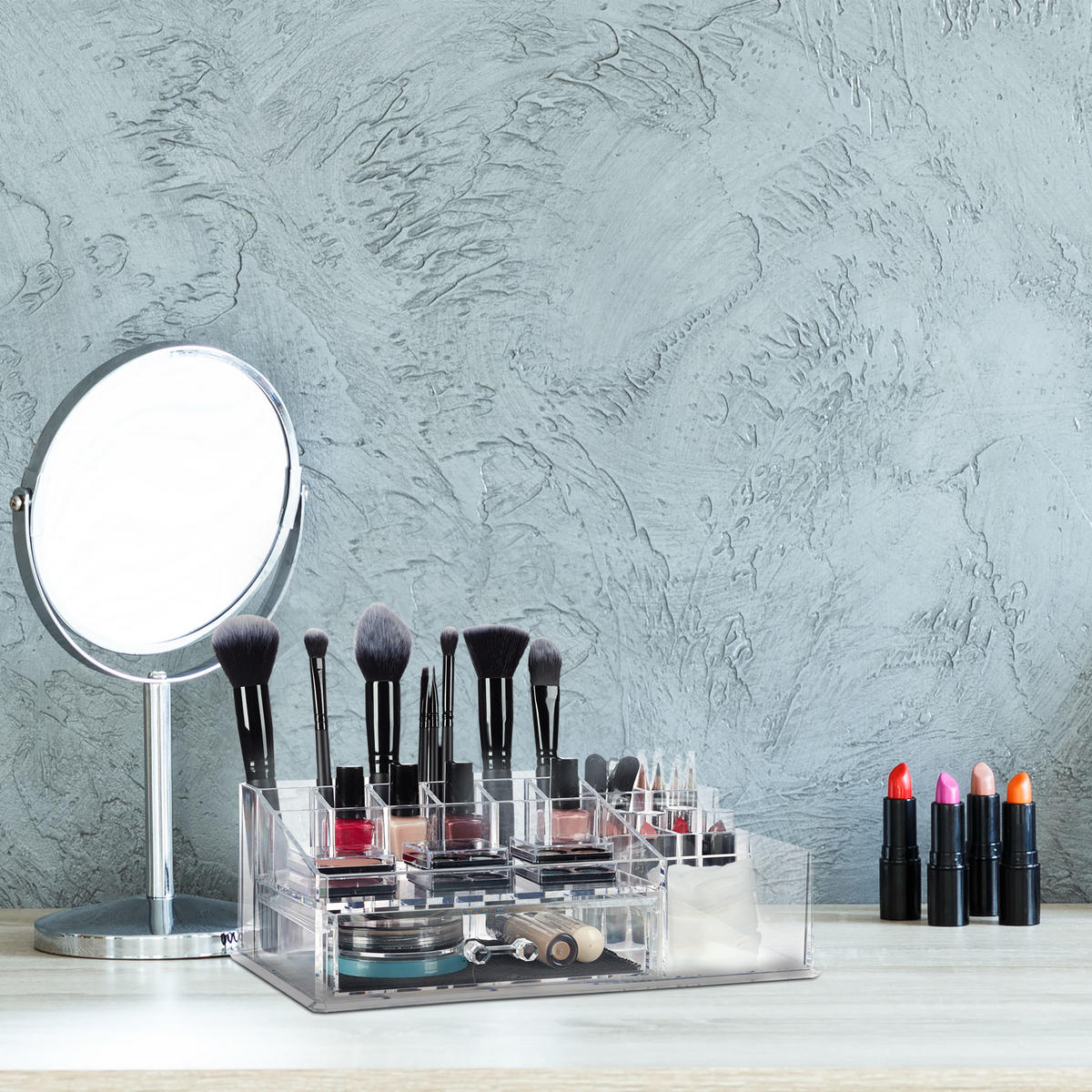 MAKEUP Organizer - Transparent, Kunststoff (28/10/18cm) - Relaxdays