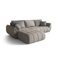 ECKSOFA TOKYO PREMIUM mit Schlaffunktion, Stoff WIND, Grau, Links - Grau, Holz (280/190cm) - Kaiser Möbel
