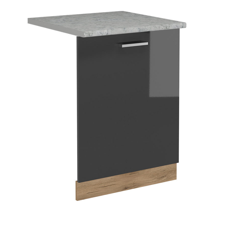 GESCHIRRSPÜLBLENDE R-Line Anthrazit Hochglanz 60 cm , AP Marmor - Honigeiche/Schwarz Hochglanz, Holzwerkstoff (60/81.8/1.6cm) - Vicco