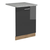 GESCHIRRSPÜLBLENDE R-Line Anthrazit Hochglanz 60 cm , AP Marmor - Honigeiche/Schwarz Hochglanz, Holzwerkstoff (60/81.8/1.6cm) - Vicco