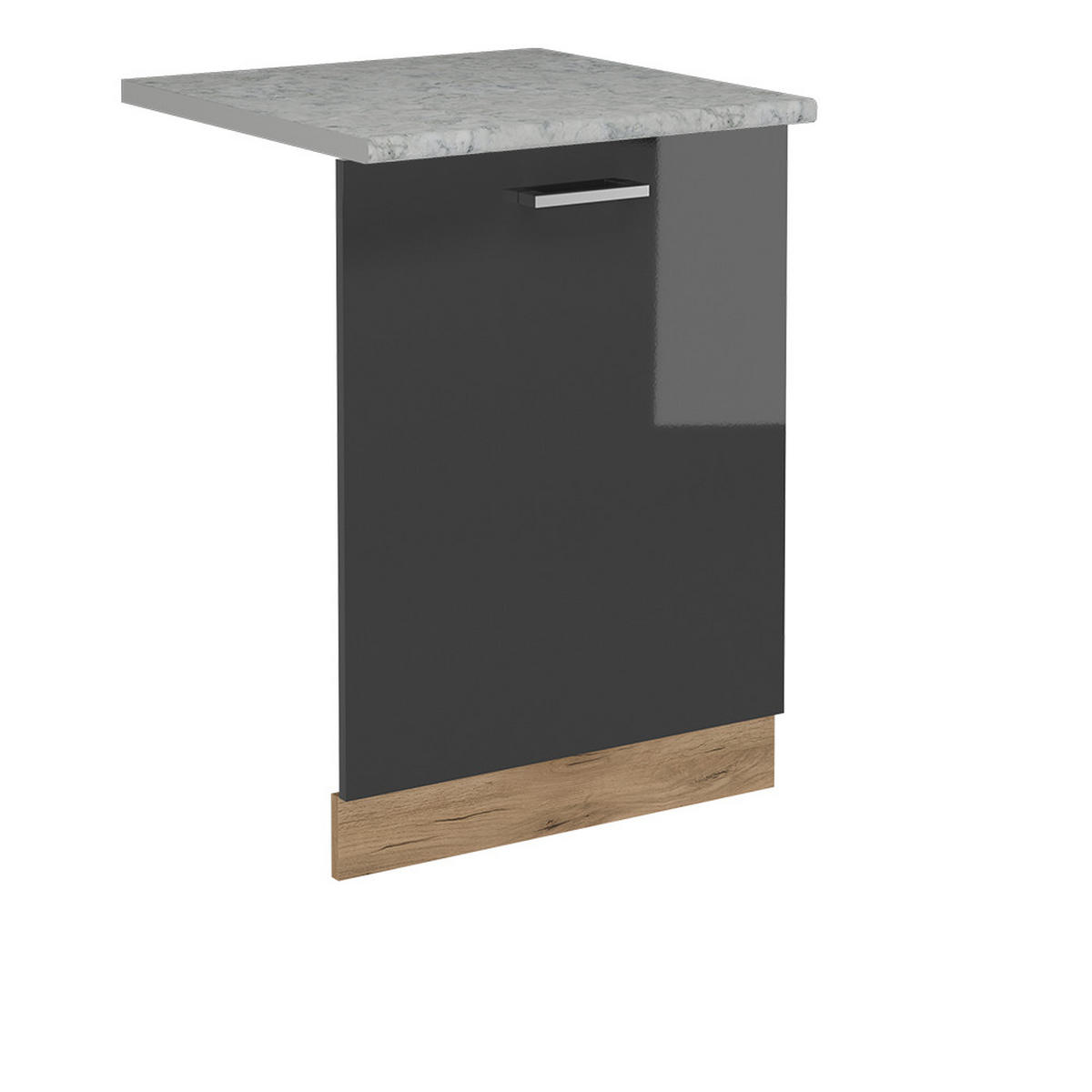 GESCHIRRSPÜLBLENDE R-Line Anthrazit Hochglanz 60 cm , AP Marmor - Honigeiche/Schwarz Hochglanz, Holzwerkstoff (60/81.8/1.6cm) - Vicco